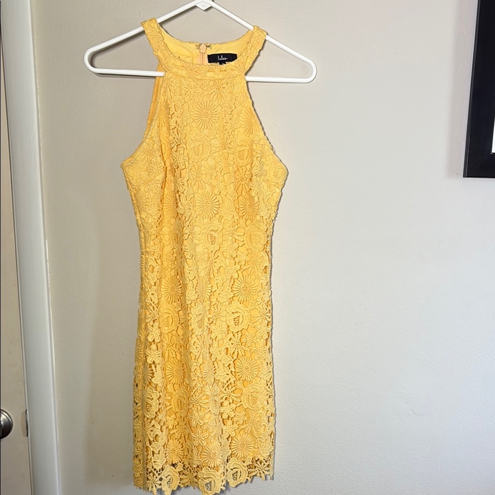 Lulu's Yellow Halter Sheath Midi Dress
